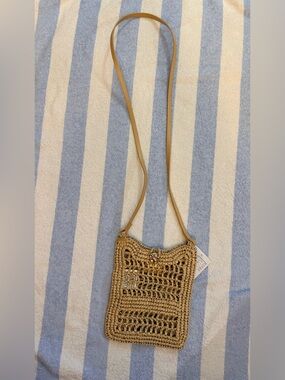 H&M Tan Woven Crochet Crossbody Bag (perfect for your phone)